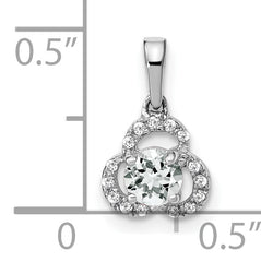 10k White Gold White Topaz and Diamond Pendant