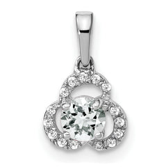 10k White Gold White Topaz and Diamond Pendant