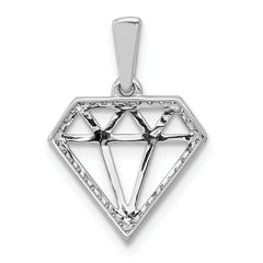 14k White Gold Diamond Gemstone-shape Pendant