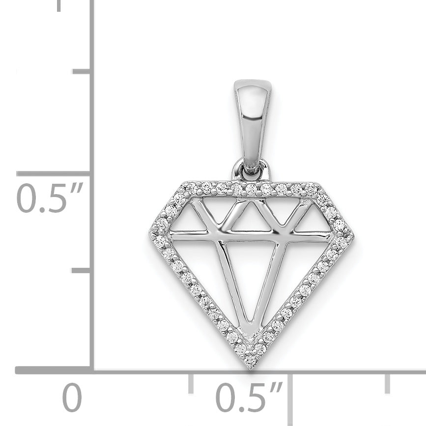 14k White Gold Diamond Gemstone-shape Pendant