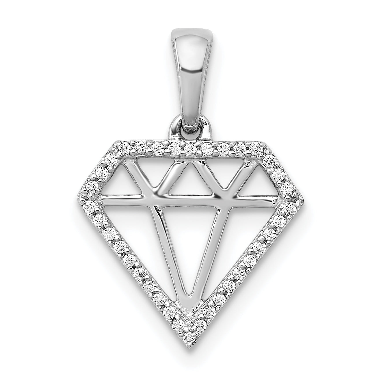 14k White Gold Diamond Gemstone-shape Pendant Main image