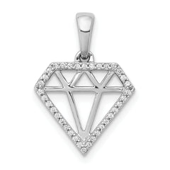 14k White Gold Diamond Gemstone-shape Pendant