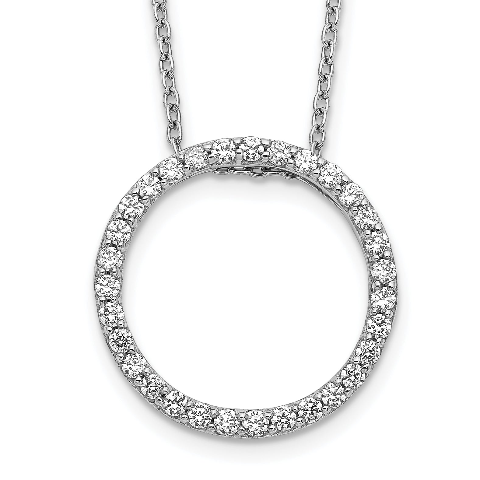 10k White Gold Diamond Circle 18 inch Necklace