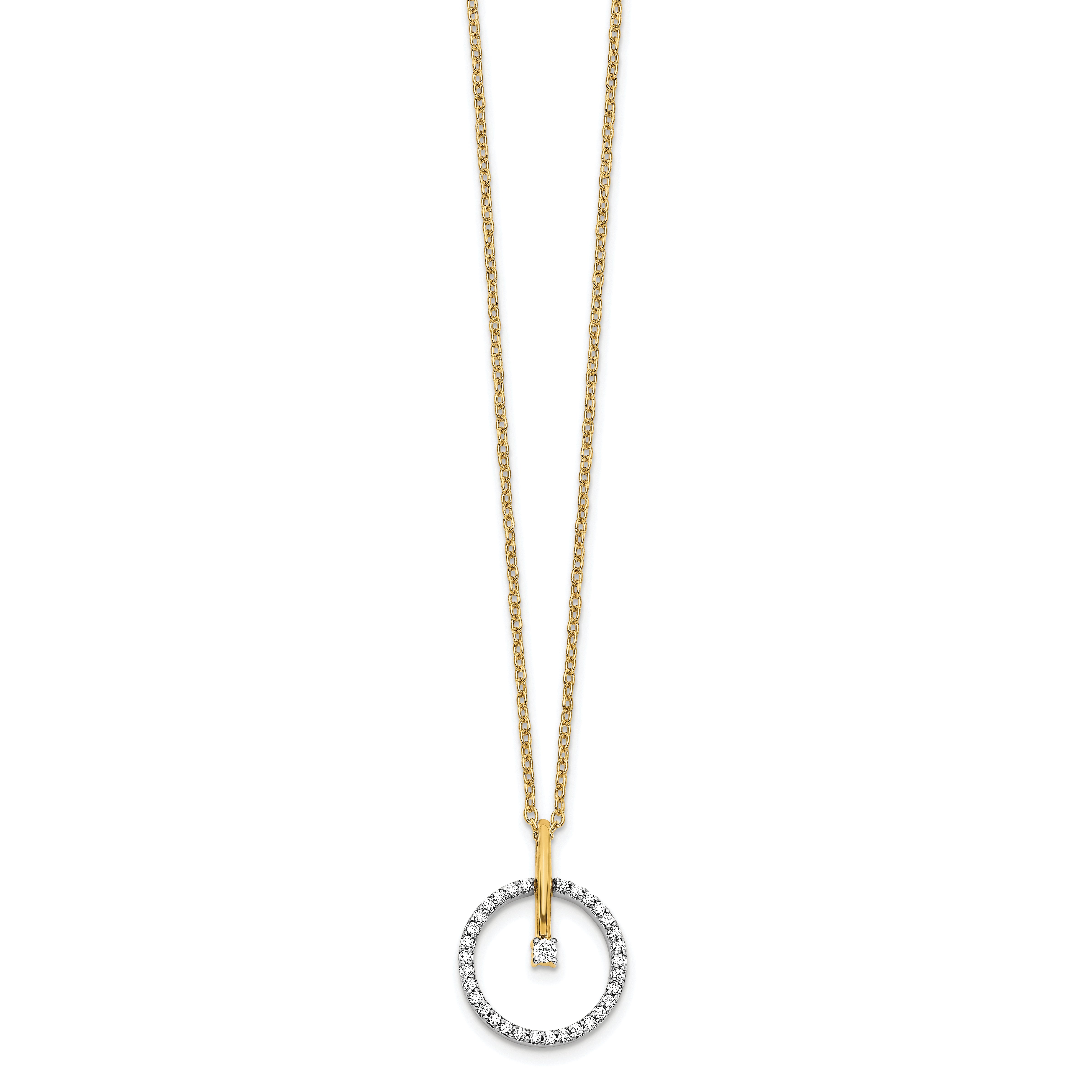 14K Two-Tone Lab Grown Diamond Circle 18 inch Necklace