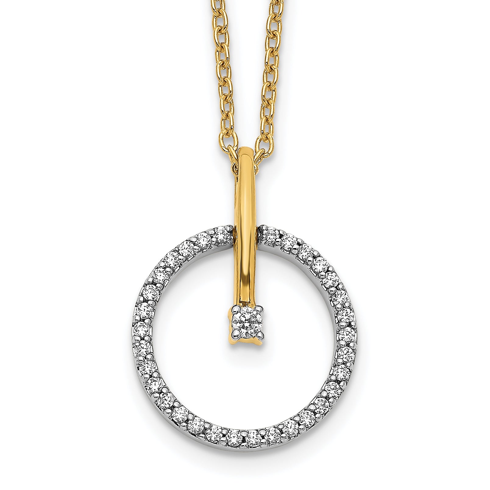 14K Two-Tone Lab Grown Diamond Circle 18 inch Necklace