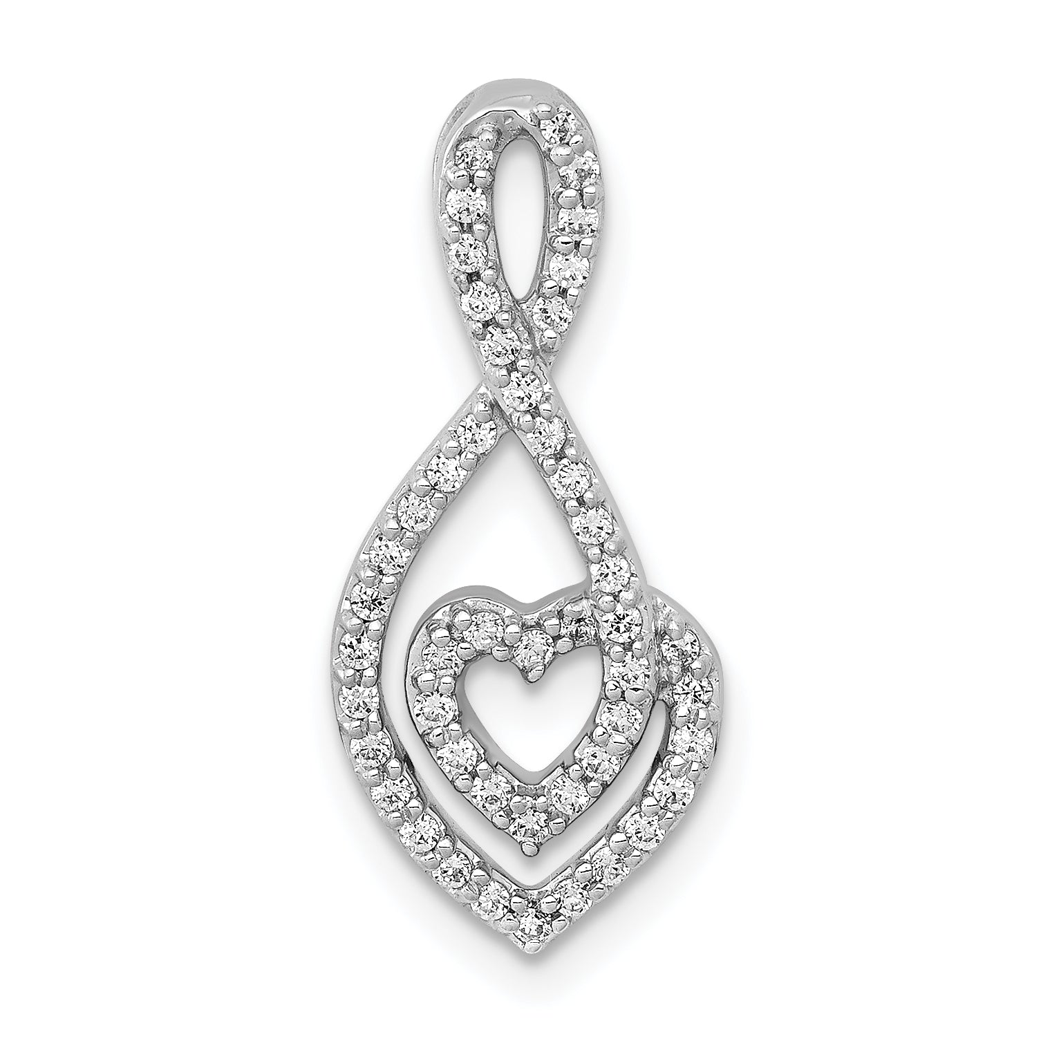 14k White Gold 1/4ct. Diamond Fancy Heart Infinity Chain Slide Main image