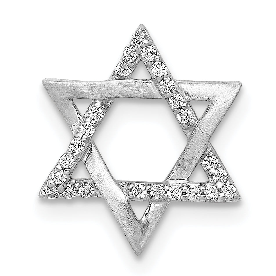 14k White Gold 1/10ct. Diamond Star of David Chain Slide