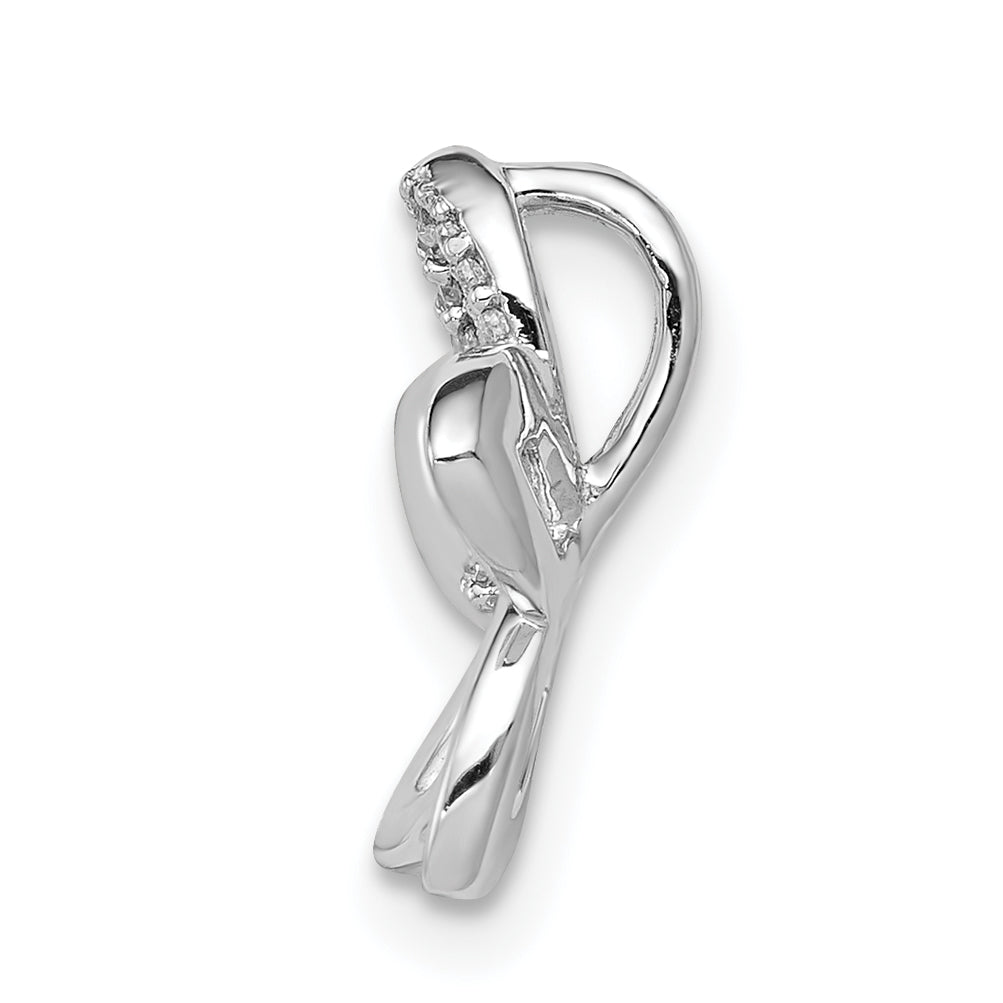 14k White Gold 1/20ct. Diamond Flower Chain Slide Secondary image