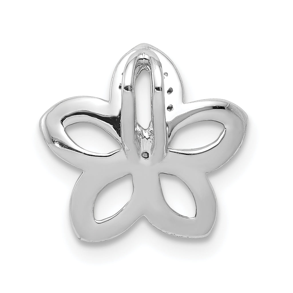 14k White Gold 1/20ct. Diamond Flower Chain Slide