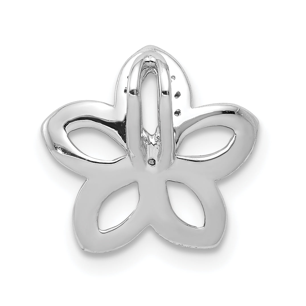 14k White Gold 1/20ct. Diamond Flower Chain Slide
