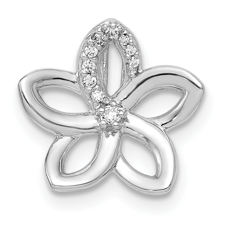 14k White Gold 1/20ct. Diamond Flower Chain Slide Main image