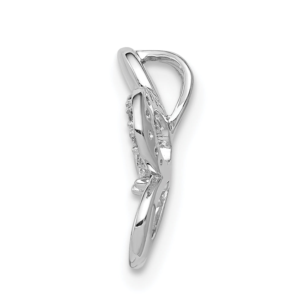 14k White Gold 1/20ct. Diamond Round Petal Flower Chain Slide Secondary image
