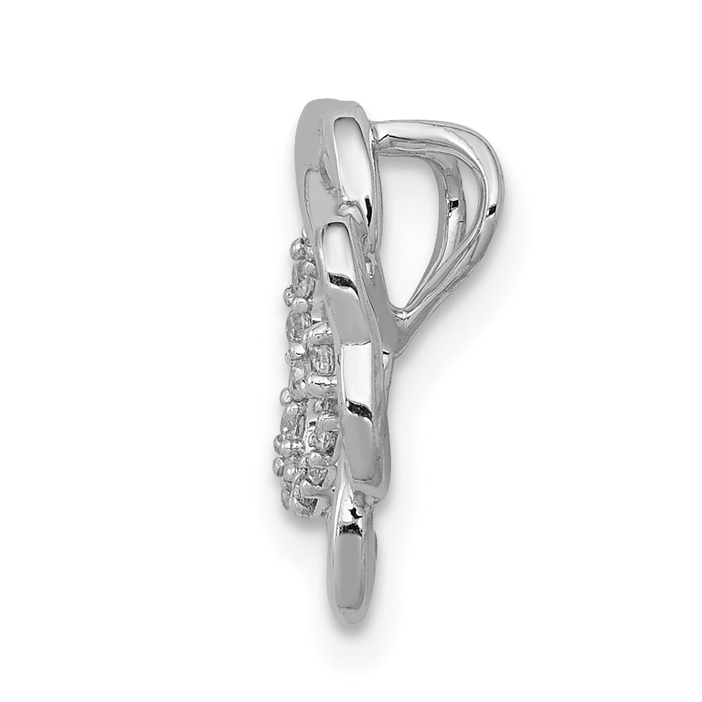 14k White Gold 1/15ct. Diamond Four Leaf Clover Chain Slide Secondary image