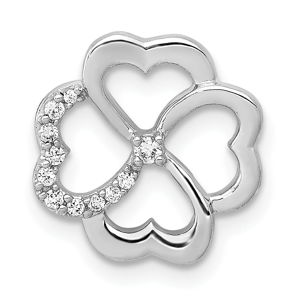 14k White Gold 1/15ct. Diamond Four Leaf Clover Chain Slide Main image