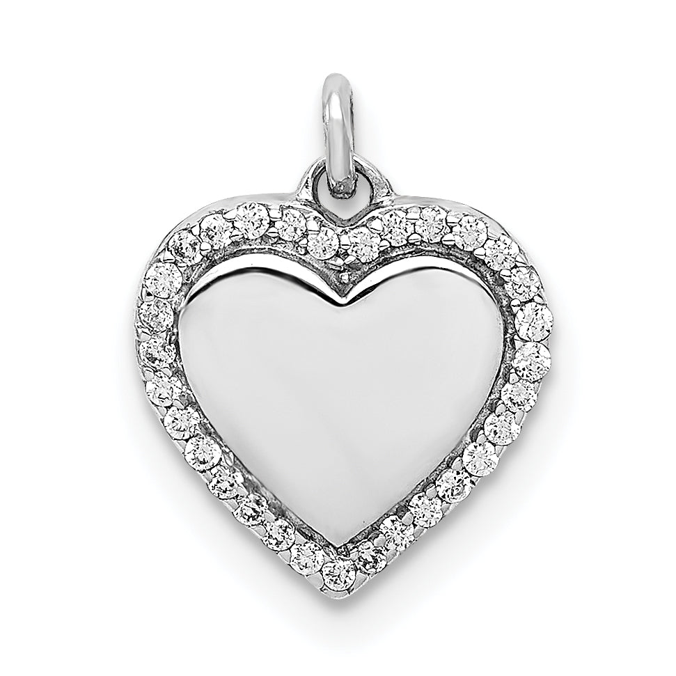 14k White Gold 1/10ct. Diamond Fancy Polished Heart Pendant Main image
