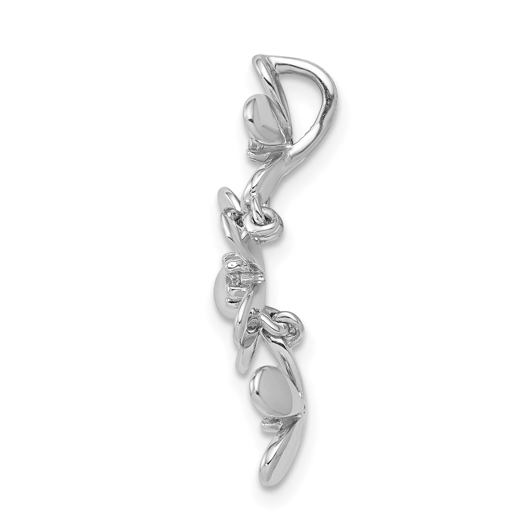 14k White Gold 1/10ct. Diamond Three Flower Chain Slide