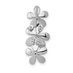 14k White Gold 1/10ct. Diamond Three Flower Chain Slide