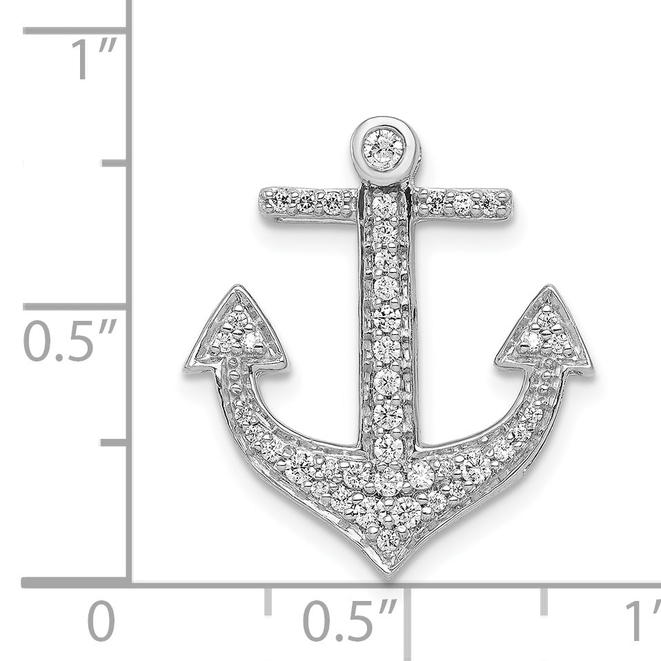 14k White Gold 1/4ct. Diamond Anchor Chain Slide