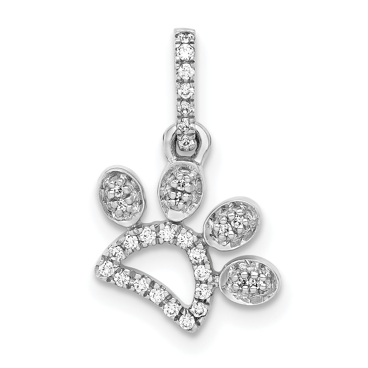 14k White Gold 1/10ct. Diamond Paw Print Pendant Main image