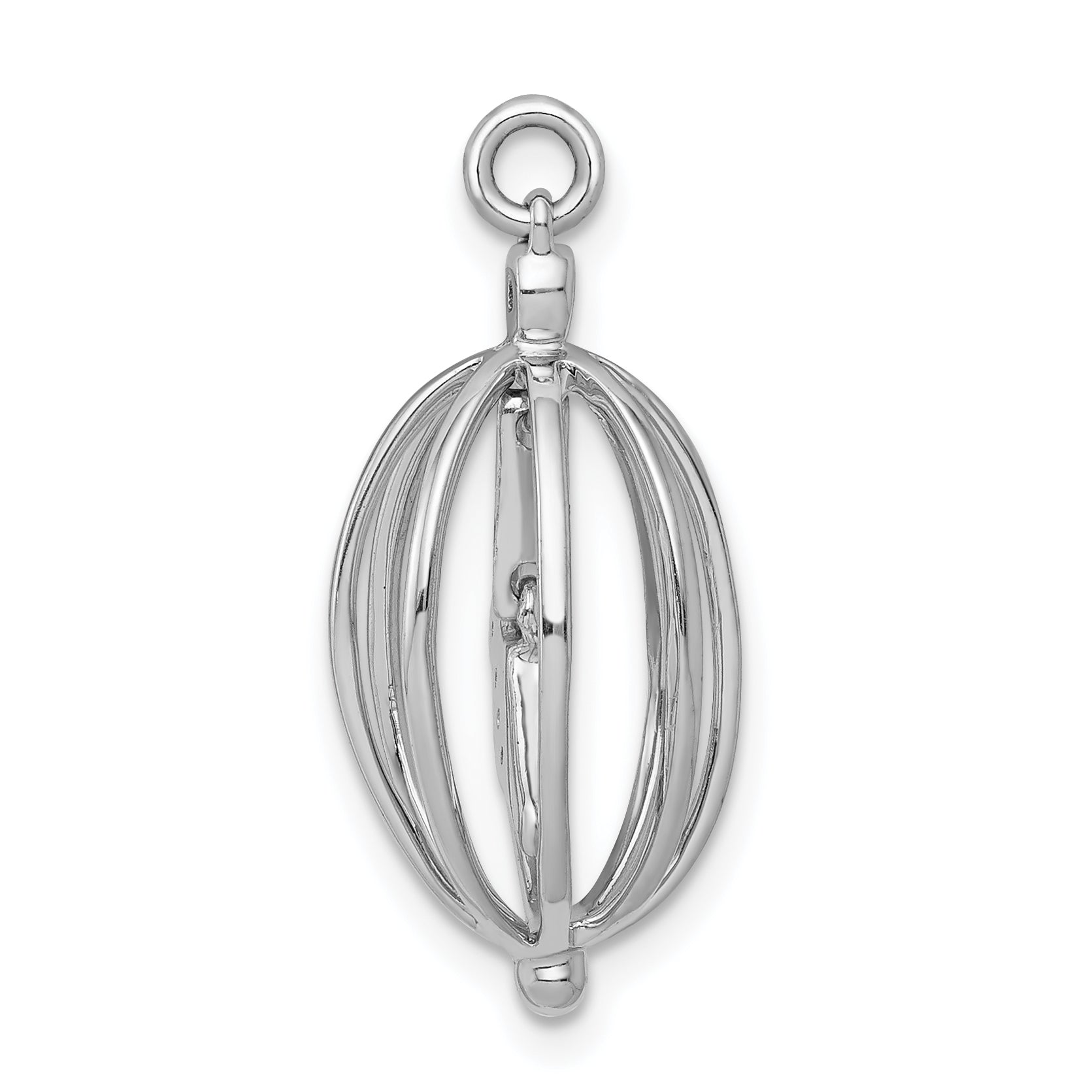 14k White Gold Diamond Bird in Cage Pendant Secondary image