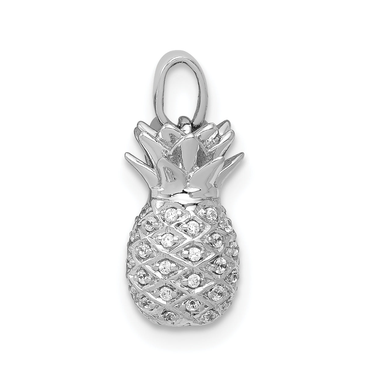 14k White Gold Diamond Pineapple Pendant Secondary image