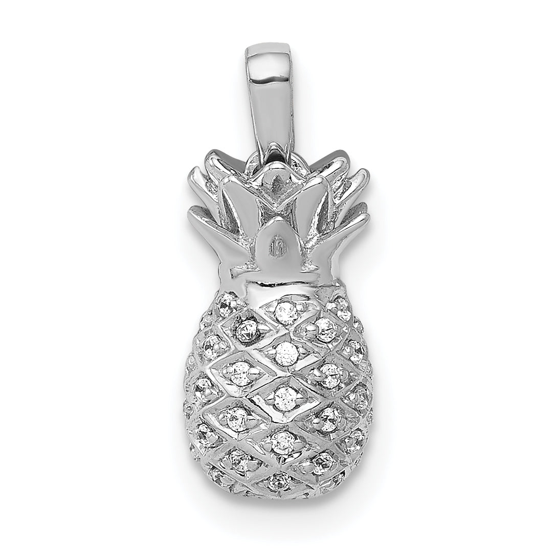 14k White Gold Diamond Pineapple Pendant