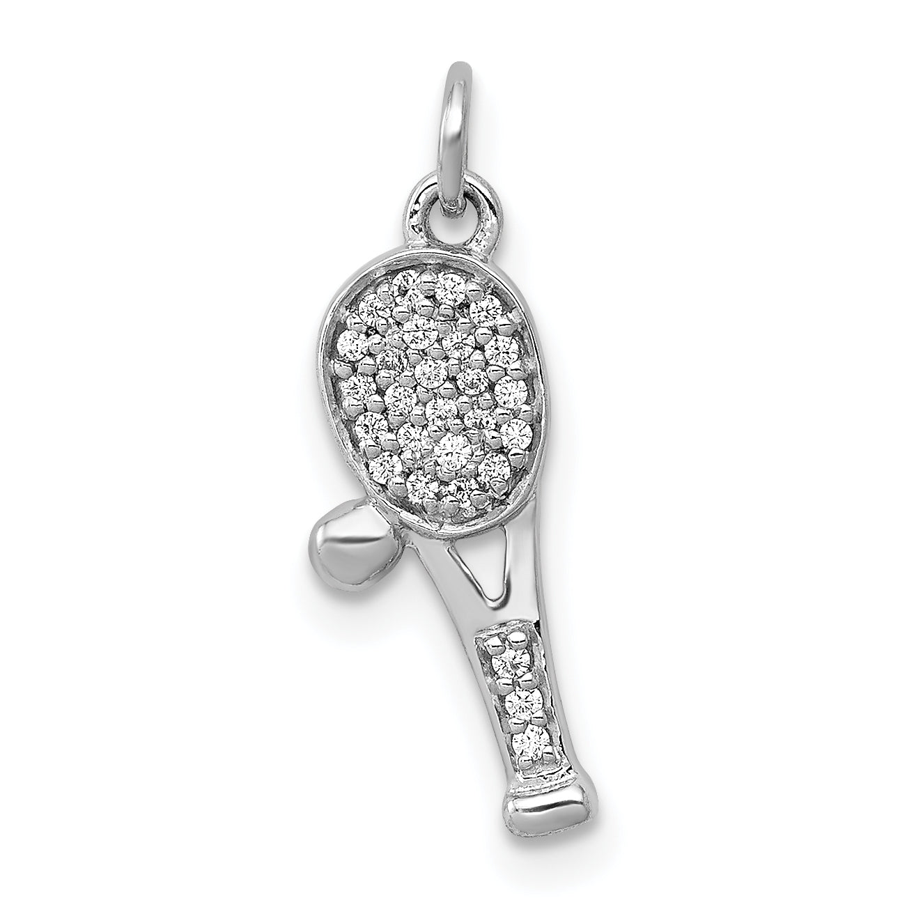 14k White Gold Diamond Racket and Ball Pendant Main image