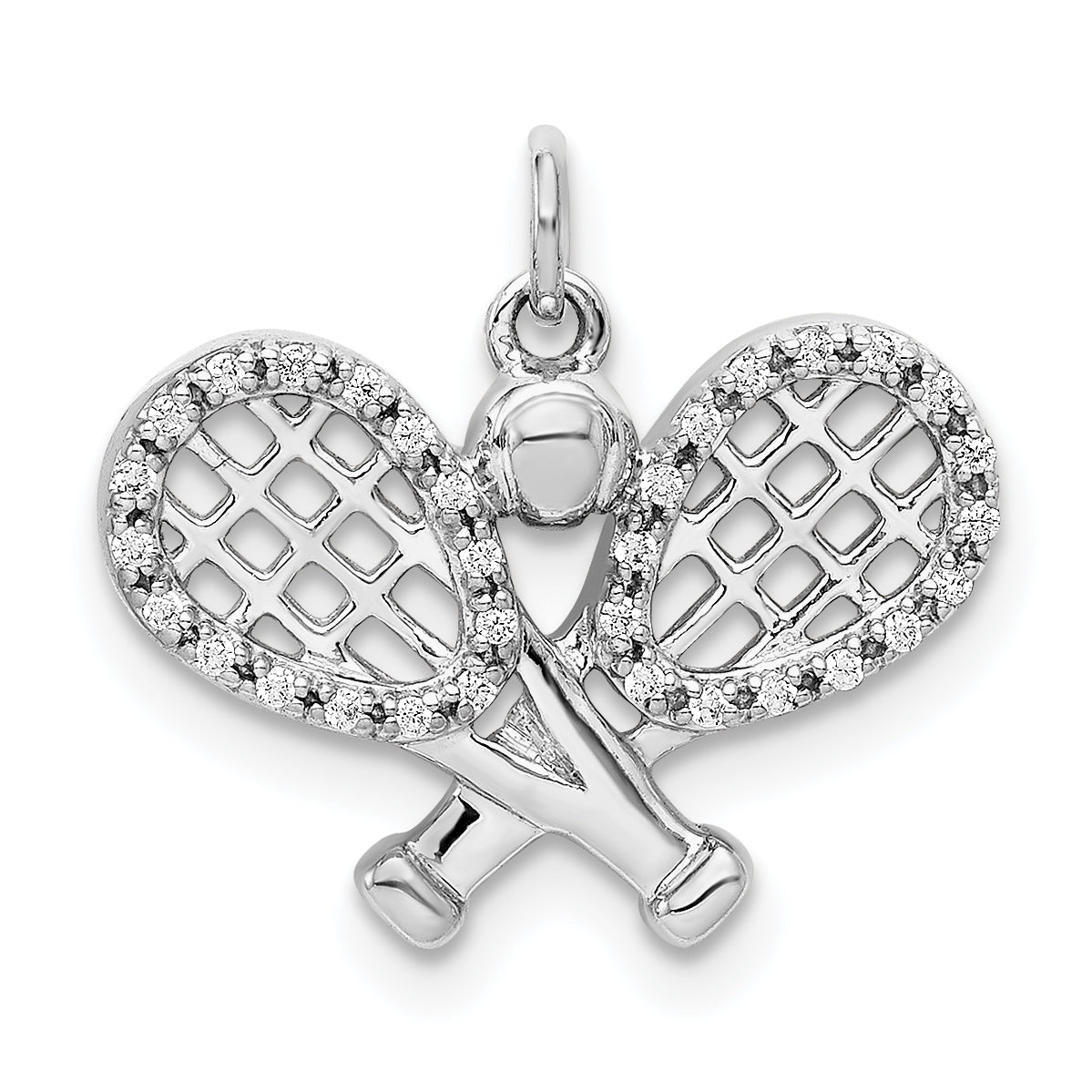 14k White Gold Diamond Rackets and Ball Pendant Main image