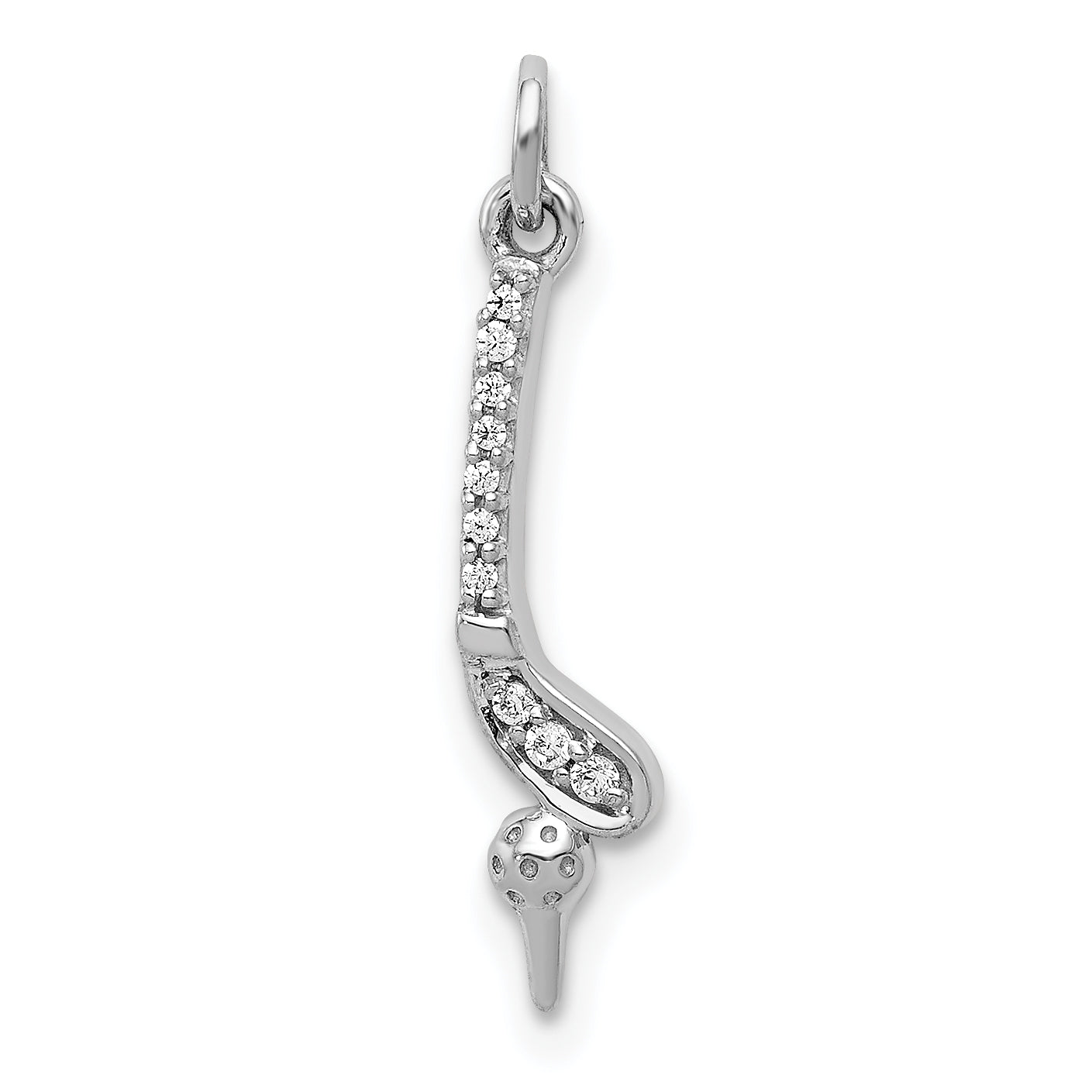 14k White Gold Diamond Golf Club and Ball Pendant Main image