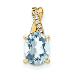 10k Oval Aquamarine and Diamond Pendant