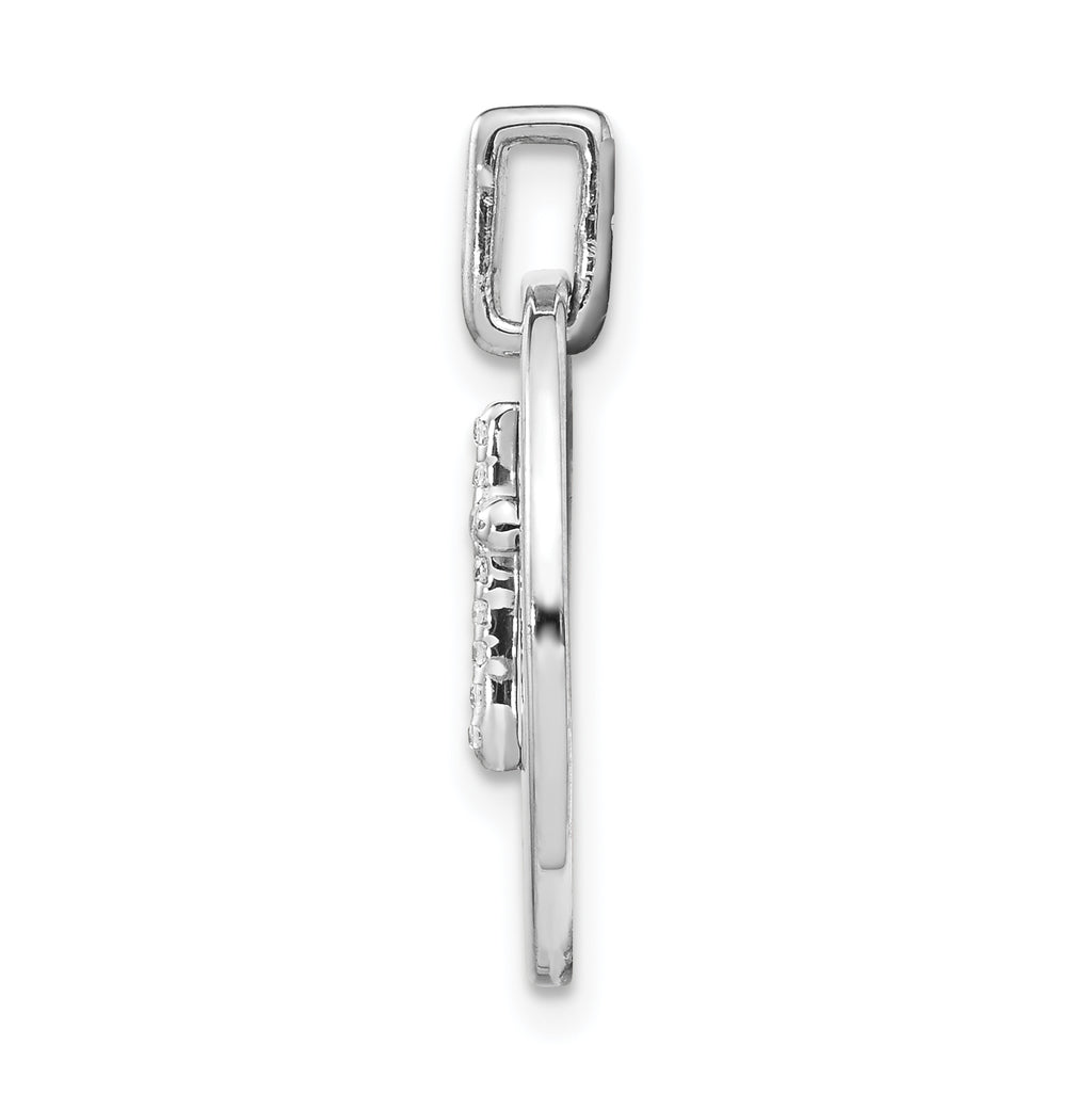 14k White Gold Diamond Cross Faith Pendant