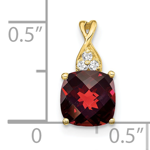10k Checkerboard Garnet and Diamond Pendant