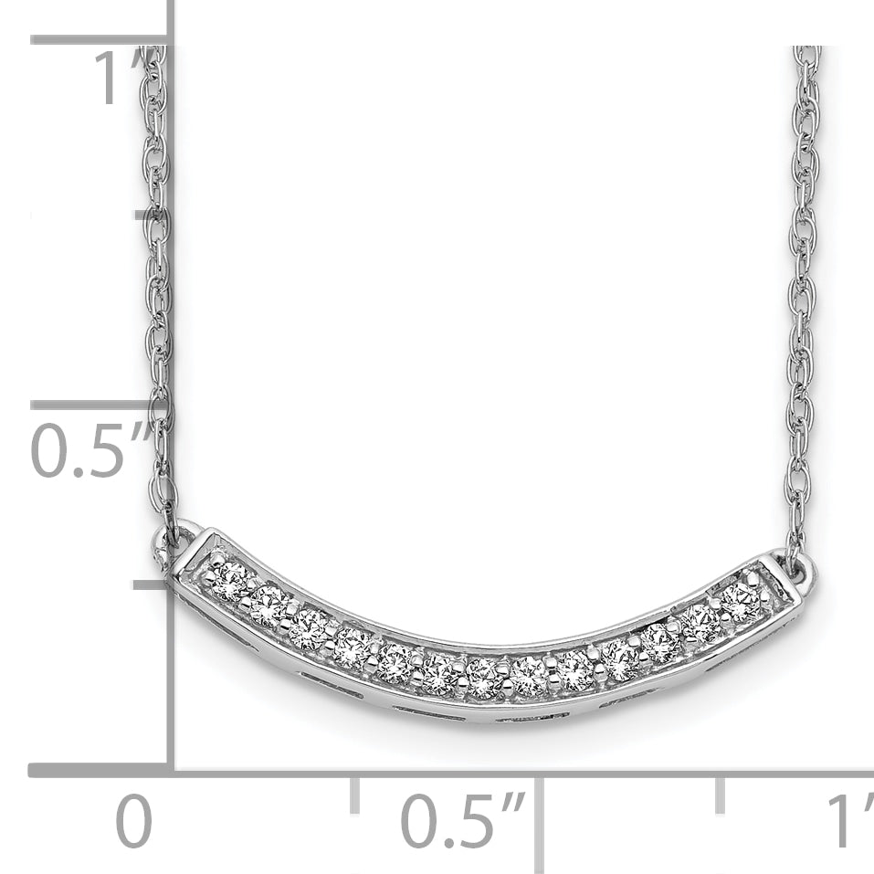 10k White Gold Diamond Curved Bar 18 inch Necklace