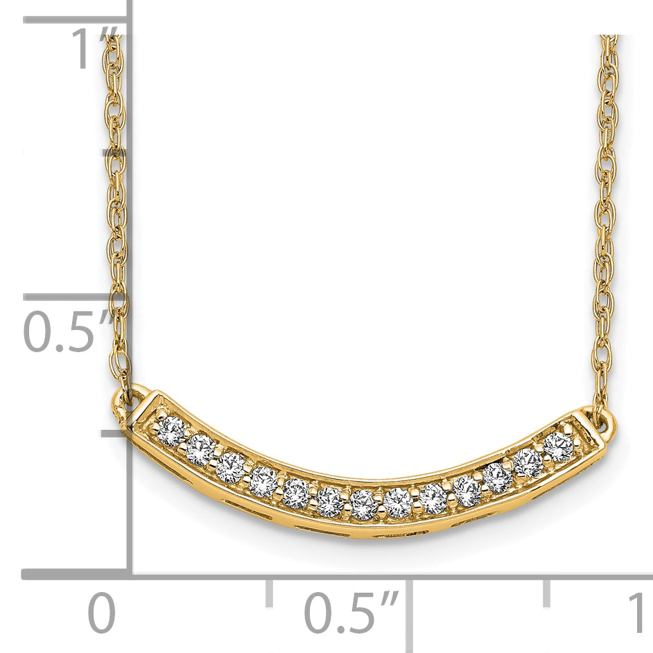 10k Diamond Curved Bar 18 inch Necklace