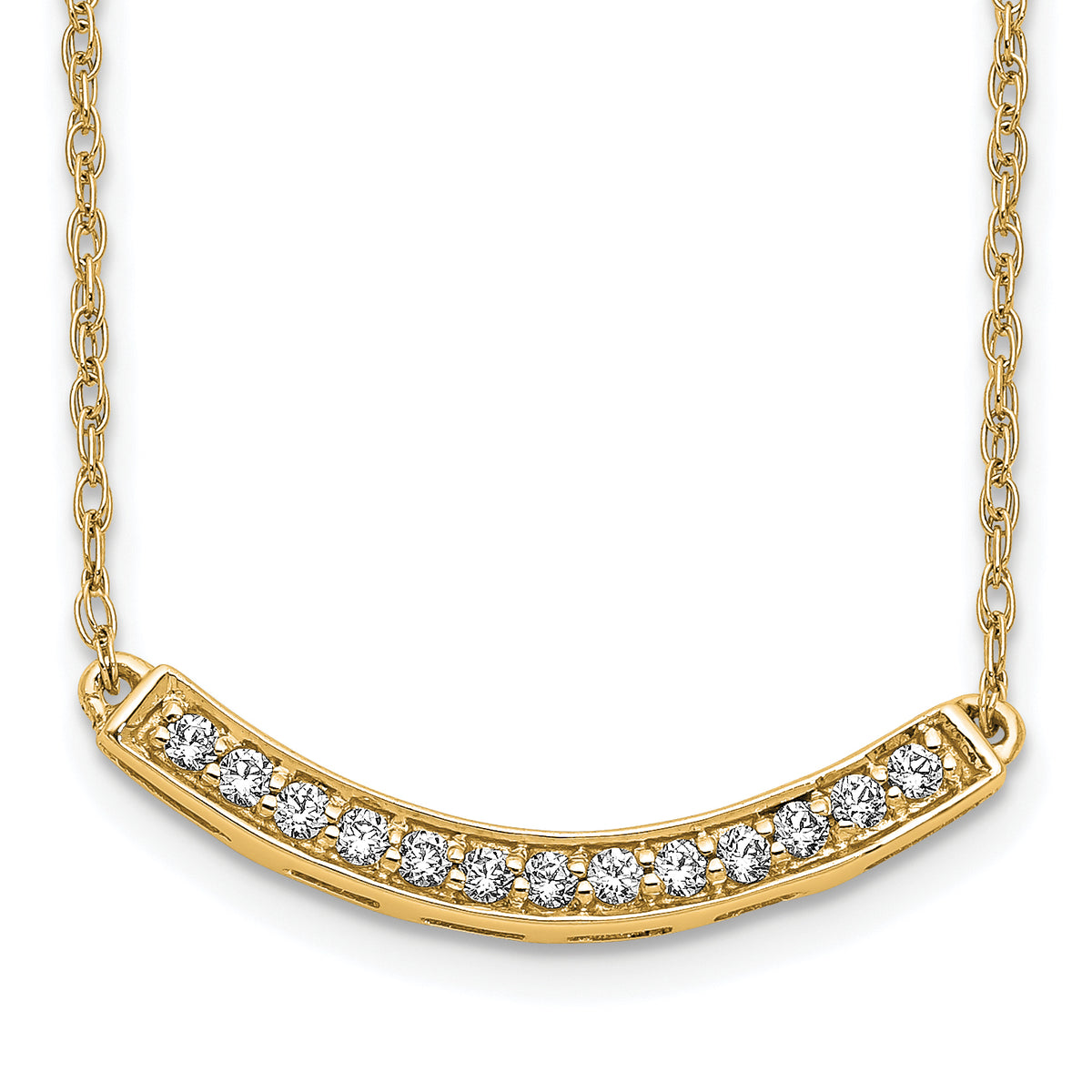 10k Diamond Curved Bar 18 inch Necklace