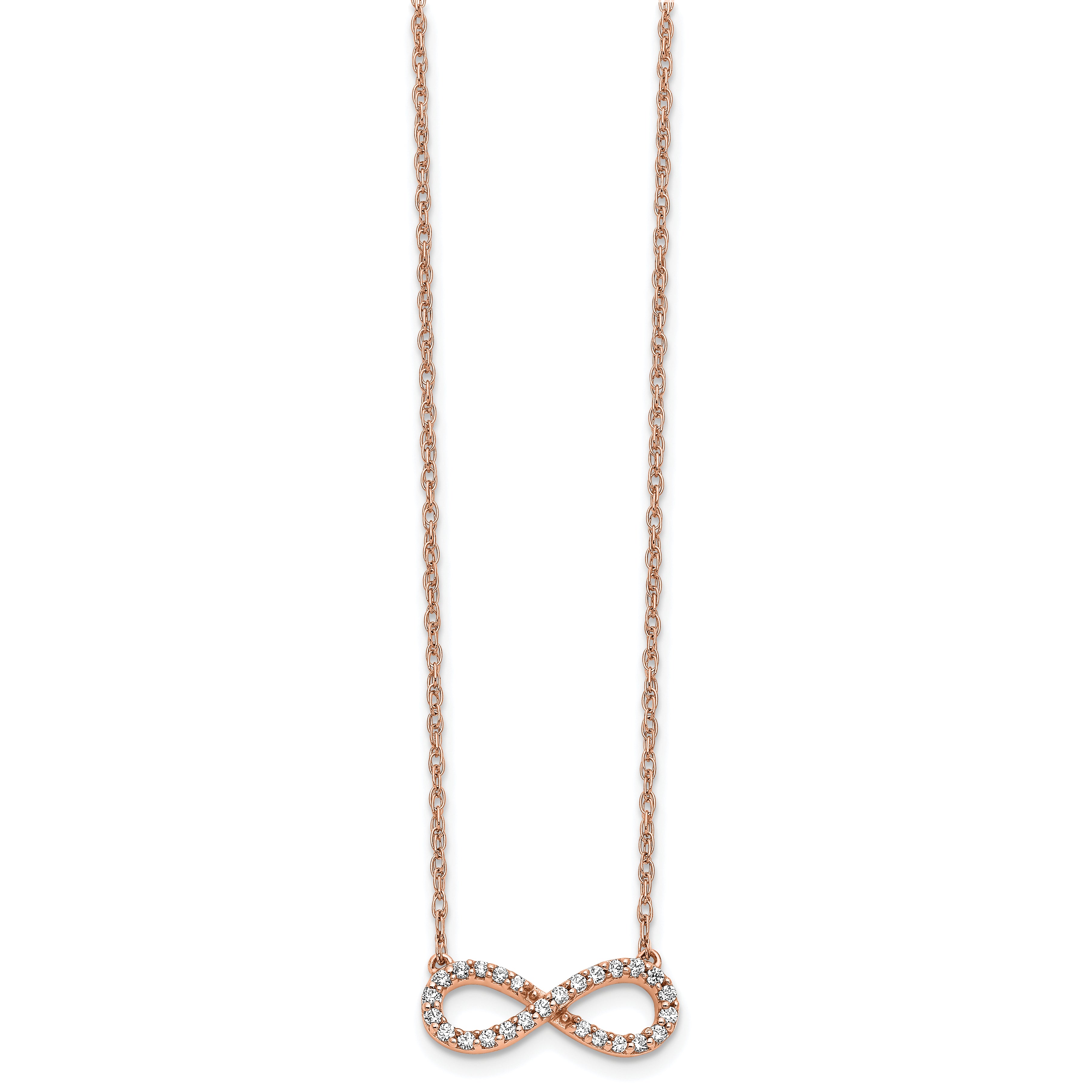 10k Rose Gold Polished Diamond Infinity Symbol 18 inch Necklace