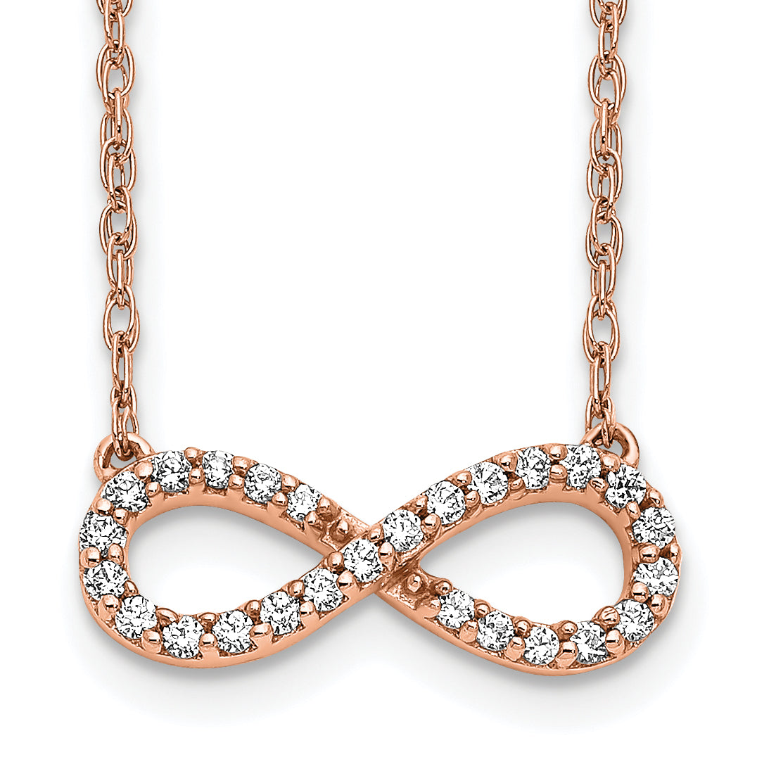 10k Rose Gold Polished Diamond Infinity Symbol 18 inch Necklace