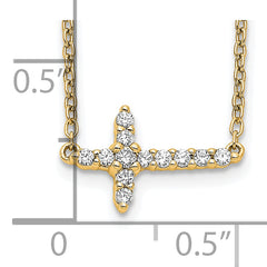 10k Diamond Sideways Cross 18in Necklace