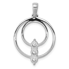 14k White Gold 3.2mm Diamond Three Stone Circle Pendant