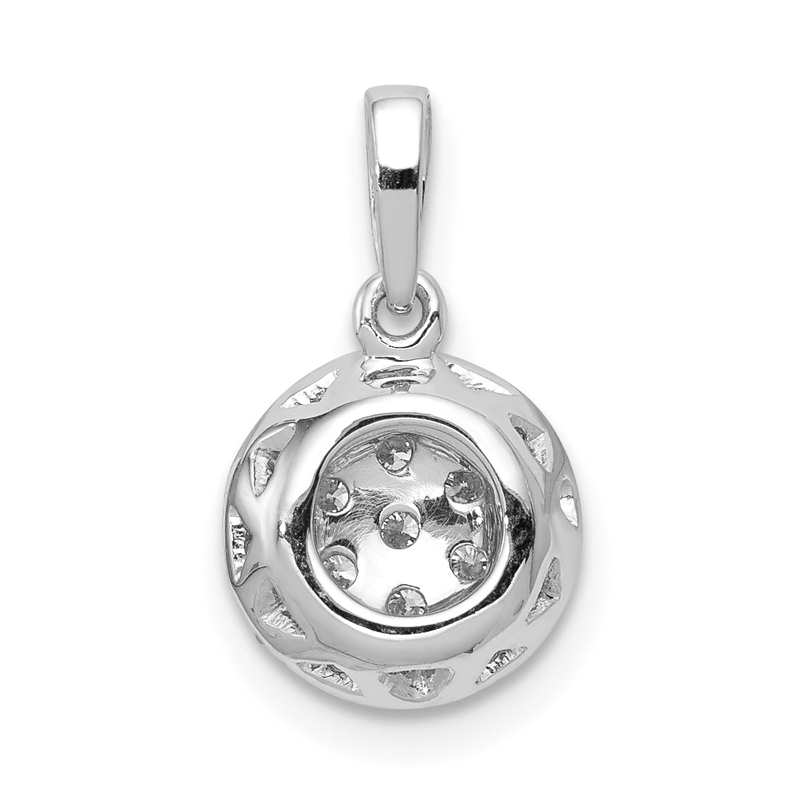 14K White Gold Lab Grown Diamond Round Halo Cluster Pendant