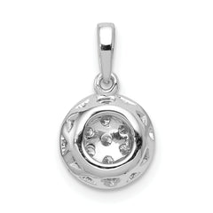 14K White Gold Lab Grown Diamond Round Halo Cluster Pendant