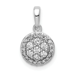 14K White Gold Lab Grown Diamond Round Halo Cluster Pendant