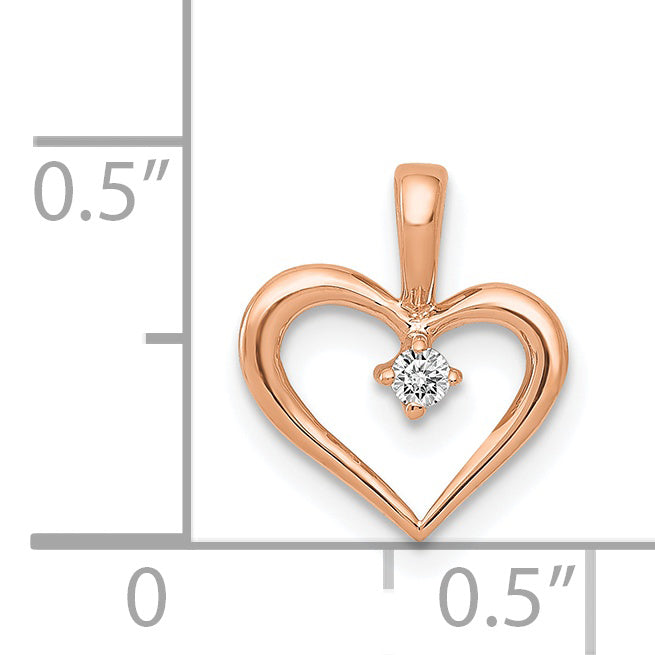 14k Rose Gold AA .02ct. Diamond Heart Pendant Secondary image