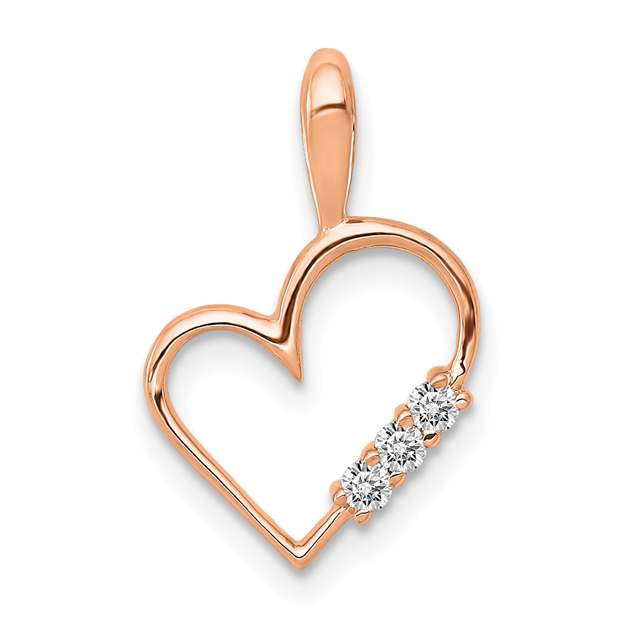 14k Rose Gold AA 1/20ct. Diamond Heart Pendant Main image