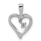 14k White Gold AA .02ct. Diamond Heart Pendant