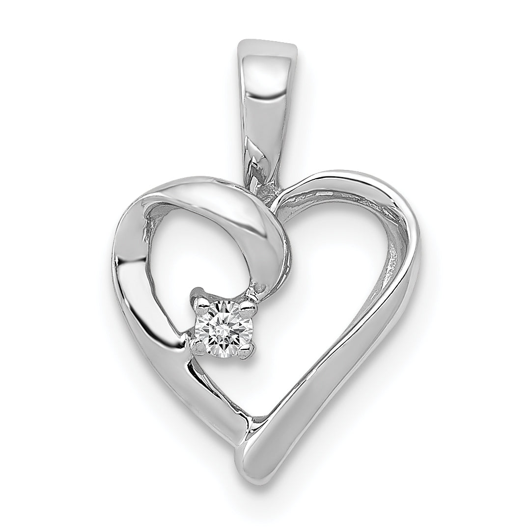 14k White Gold AA .02ct. Diamond Heart Pendant Main image