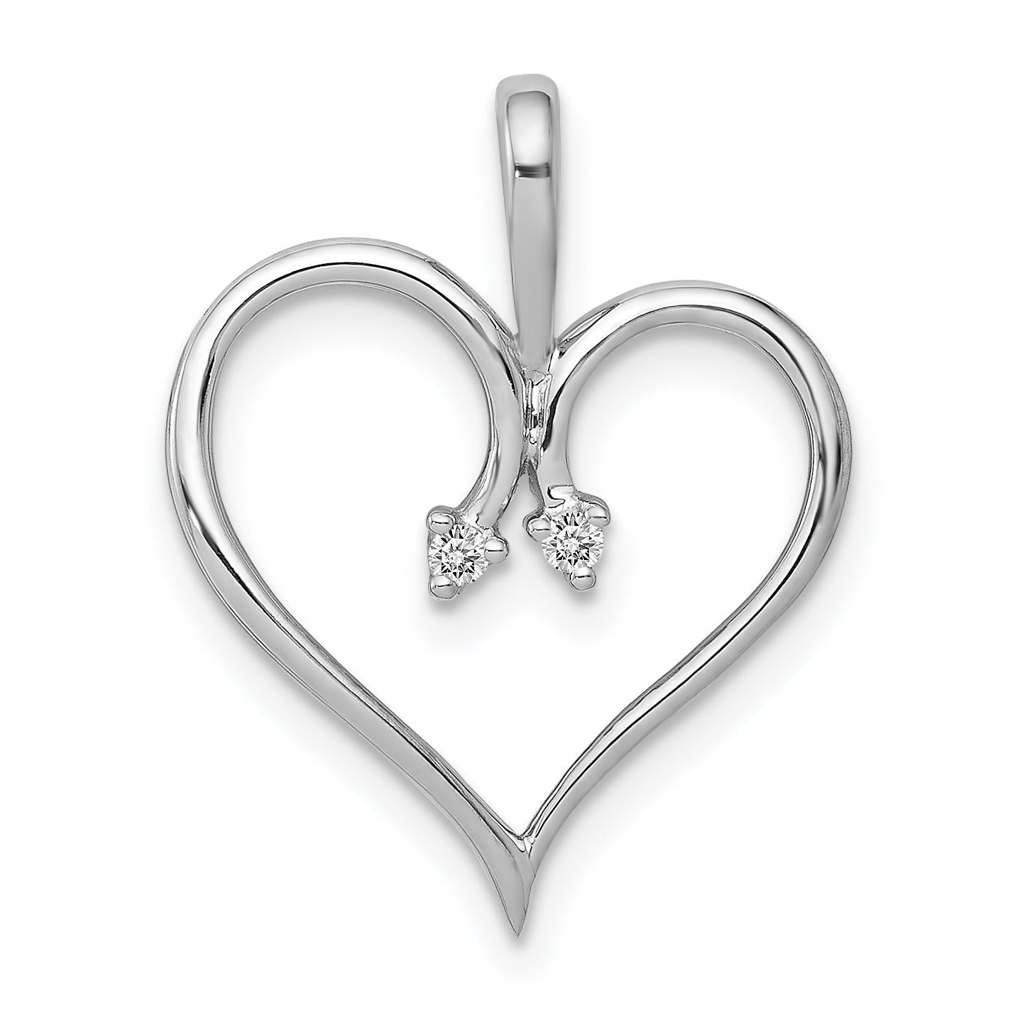 14k White Gold AA .02ct. Diamond Heart Pendant Main image