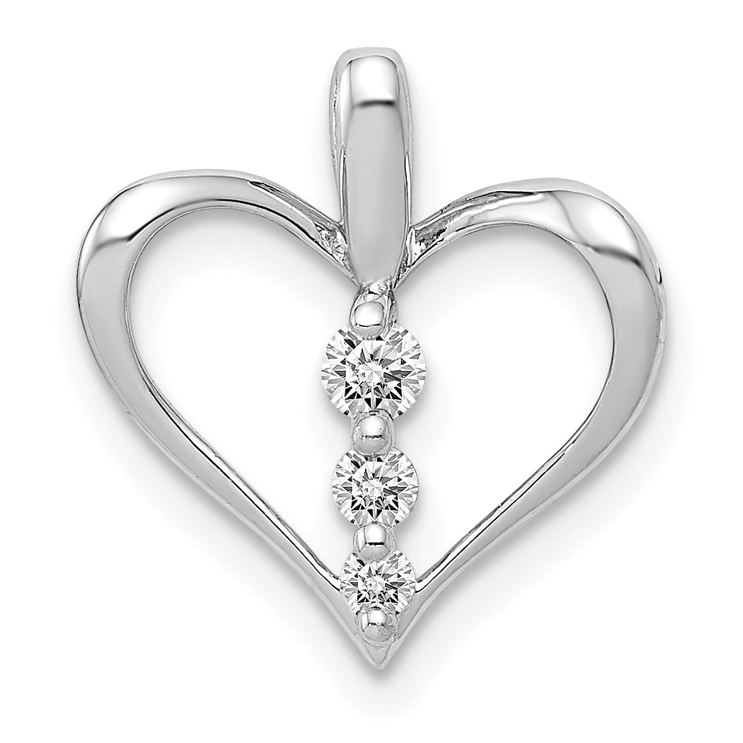 14k White Gold 1/10ct. Diamond 3-stone Heart Pendant Main image