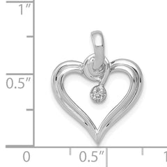 14k White Gold AA .01ct. Diamond Heart Pendant