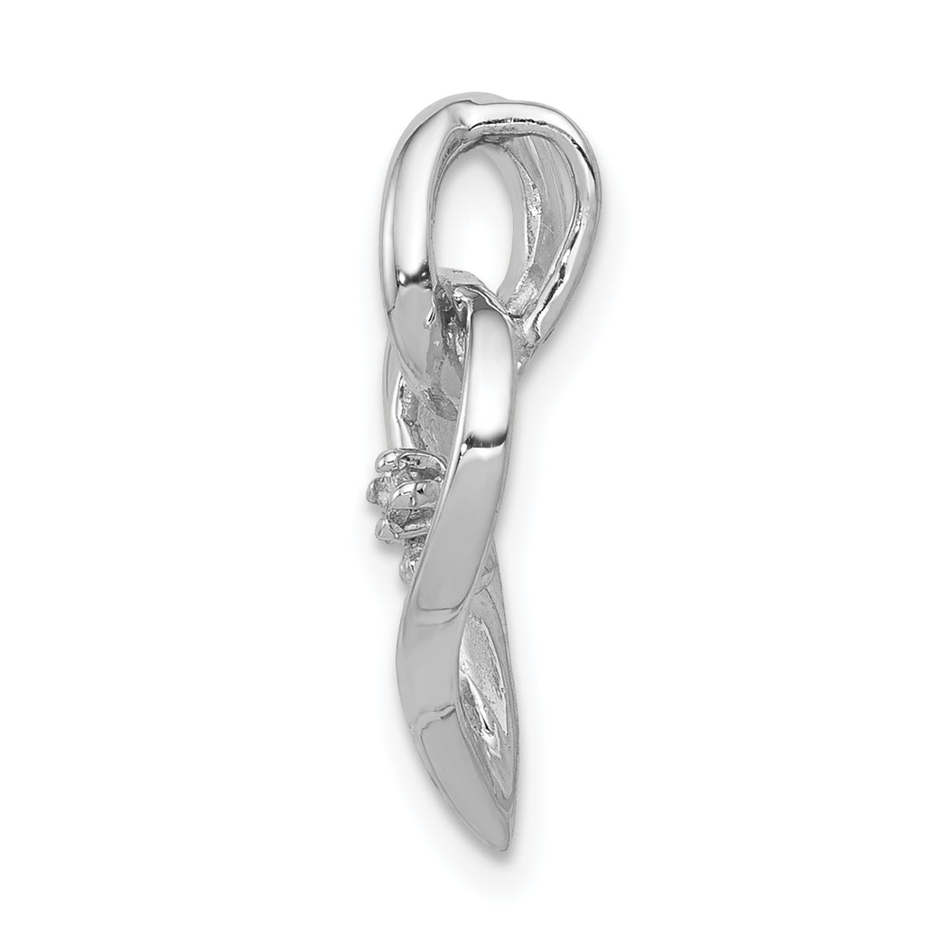 14k White Gold AA Diamond Fancy Heart Pendant
